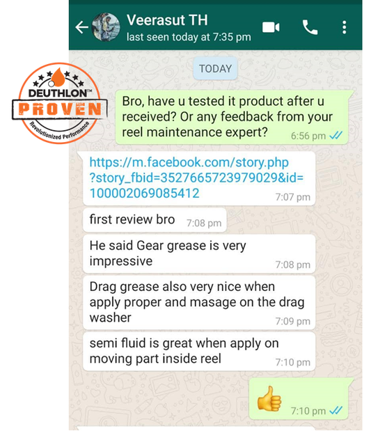 Thailand review said DEUTHLON Reel Gear grease very impressive